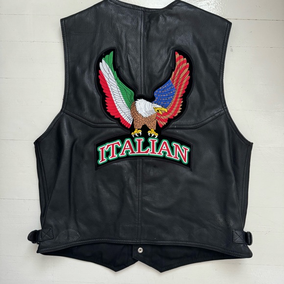 ITALIA LEATHER CUT Biker Jacket with patches (see description) - Picture 2 of 7